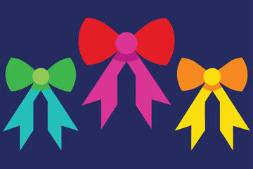 Vector pack of brightly colored bows and ribbons, ideal for adding decorative flair to invitations, gifts, and creative design projects.