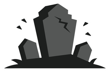 Vector illustration of broken, weathered tombstones, suitable for creating a spooky graveyard scene for Halloween or gothic-themed artwork.