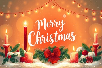 Merry Christmas Holiday Celebration Illustration, Festive Winter Greeting Design