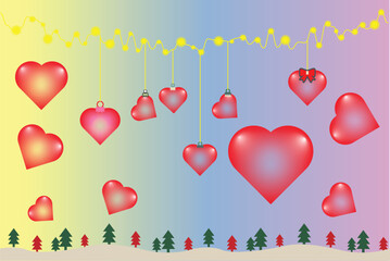 Valentine s day promotion with pink hearts clouds and a fifty percent discount valentine greeting card