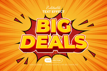 Big Deals Text Effect 3D. Offer Promotion Headline Logotype. Editable Text Effect.