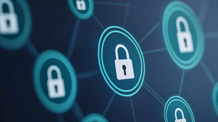A digital illustration depicting interconnected security locks, symbolizing cybersecurity and data protection.