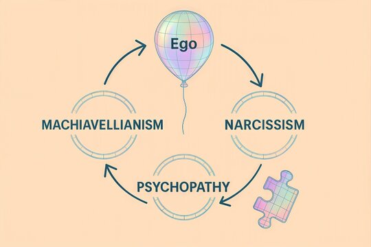 Ego representation as an integral concept linked to psychopathy, narcissism, and Machiavellianism showcasing psychological frameworks of personality traits and behavioral dynamics