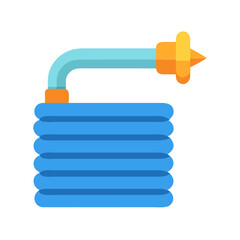 Fototapeta premium Flat design illustration of a blue garden hose coil
