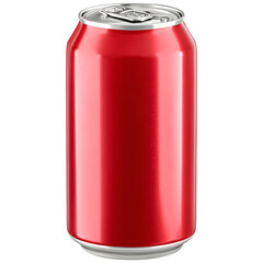 Red aluminum soda can isolated on transparent background, blank beverage packaging mockup for branding design.