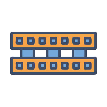 Two parallel bars with blue squares flat vector image