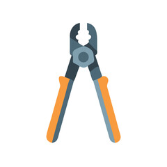 Flat design wire cutters with orange handles isolated