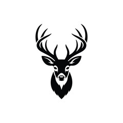 Fototapeta premium A striking black silhouette of a deer head with large antlers