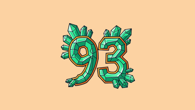 Emerald Number 93 - A Sparkling Gemstone Digit Illustration.