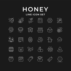 Set line icons of honey