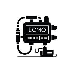 Fototapeta premium A detailed ecmo machine icon illustration in a simple black glyph design