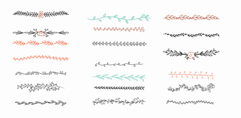 Christmas dividers set .Xmas floral underline, ornamental wedding card doodle separator with fir and holly branches. vector illustration © SahedAhsan
