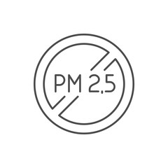 No PM 2.5 pollution line icon
