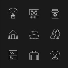 Set line icons of refugee