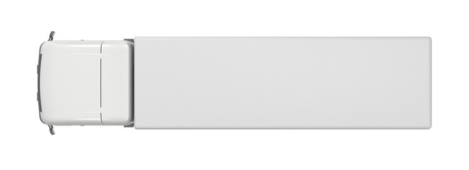 A blank white semi-trailer truck seen from directly above, ready for branding or customization, symbolizing logistics and transport