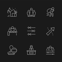 Set line icons of refugee