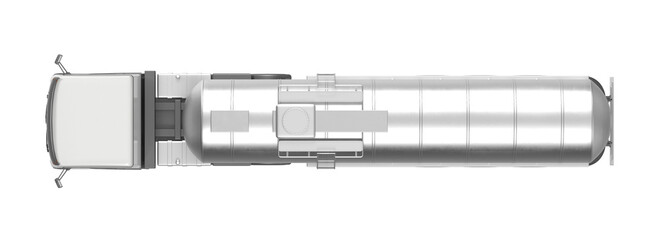 A clean, high-angle perspective showcases a metallic tanker truck, ideal for illustrating logistics and transportation concepts