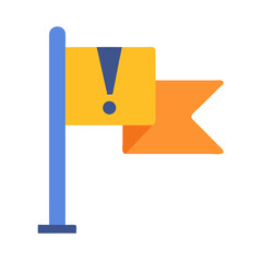Graphic flag icon with exclamation point for danger alert