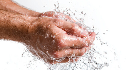 A man is washing his hands with water