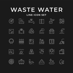 Set line icons of waste water