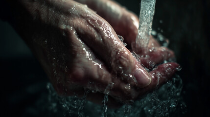 A hand is washing itself under a faucet