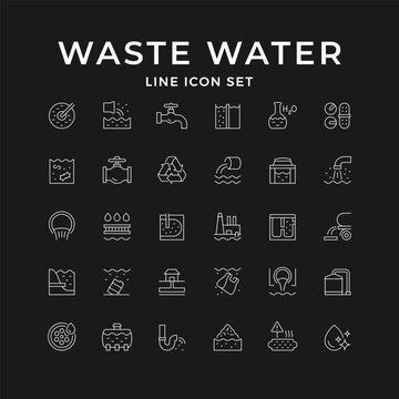 Set line icons of waste water