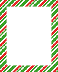 Christmas border frame. Merry Christmas Candy cane rectangle frame card elements decoration. New Year picture frame ribbon with red, white or green stripes. Vertical Christmas border frame.