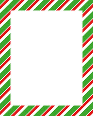 Christmas border frame. Merry Christmas Candy cane rectangle frame card elements decoration. New Year picture frame ribbon with red, white or green stripes. Vertical Christmas border frame.