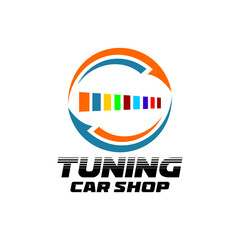 Vehicle speedometer racing driver logo design template