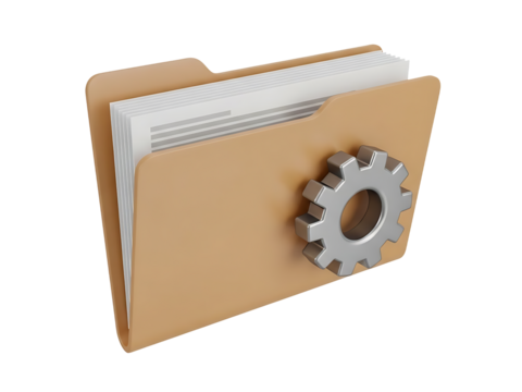 Folder Management with Settings Gear Icon Isolated on transparent background, png - Powered by Adobe