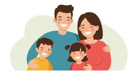 Happy family portrait with transparent background
