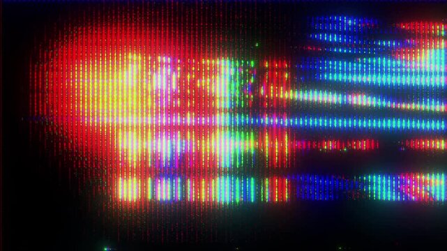 4K RGB Barcode TV Glitch Animation with Bad Screen Anomaly Signal Distortion Pixel Noise and Digital Interference as Reusable Interface Overlay Layer for UI HUD Motion Graphics FX