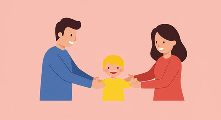 Happy family with child interacting