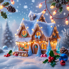 Cartoon Christmas snow and ice decorations effects