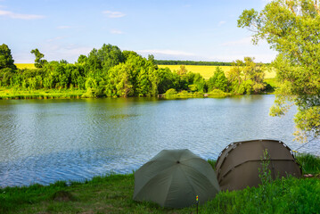 Camping on a lake