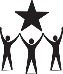 Three Silhouetted Figures Holding Up a Star teamwork success