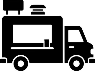 Obraz premium Street food van vector illustration for catering service logo, delivery app, and mobile kitchen design