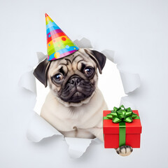 dog wearing a santa hat