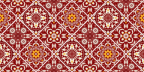 Seamless colorful patchwork. Vintage pattern in turkish style. Hand drawn background. Islam, Arabic, Indian, ottoman motifs © akn