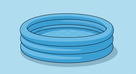Inflatable pool in blue color with transparent background