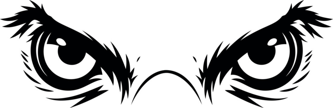 Striking Cat Eyes Illustration with Long Eyelashes