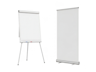 Two blank presentation boards isolated on transparent background