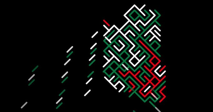 Dynamic Diagonal Assemble Libya Silhouette Animation