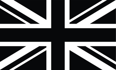 Stylized Union Jack Flag in Black and White