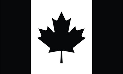 Black and White Canadian Flag with Maple Leaf