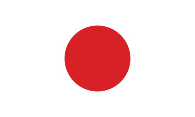 National Flag of Japan with Red Circle on White Background