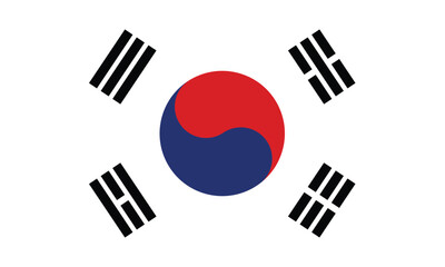 National Flag of South Korea with Taegeuk Symbol