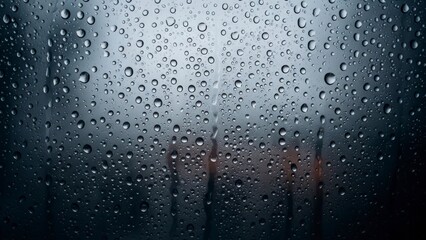 Raindrops on Glass Window with Blurred Background.