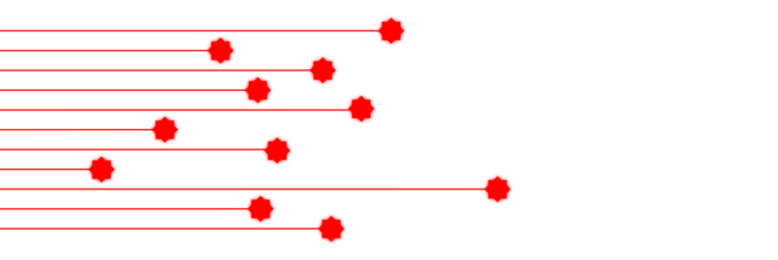 Horizontal red lines with star ornaments on a clean white background