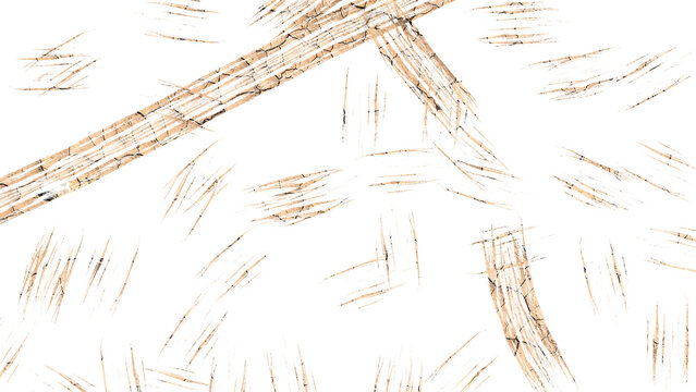 Abstract brush strokes with wood texture and grunge scratches on white